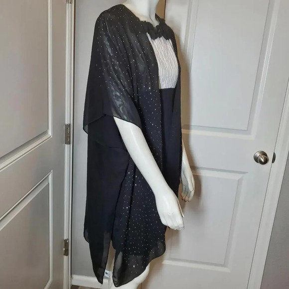 Jessica Mcclintock Vintage Black Silver Studded Kimono - Picture 4 of 16